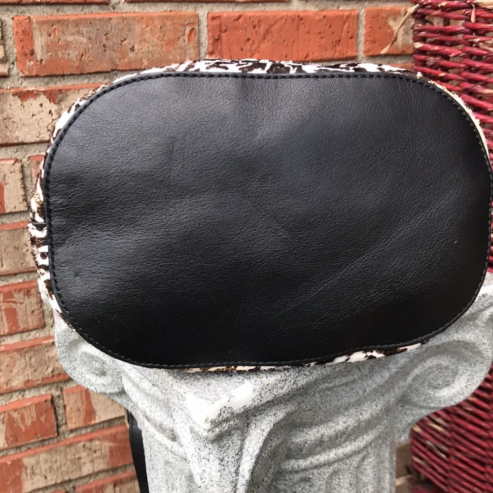 TORY BURCH Distressed Animal Print Dyed Haircalf Fur Bucket Purse
